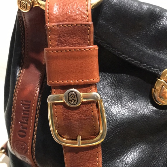 MARINO ORLANDI Black/ Brown Shoulder Leather Bag - Picture 5 of 13